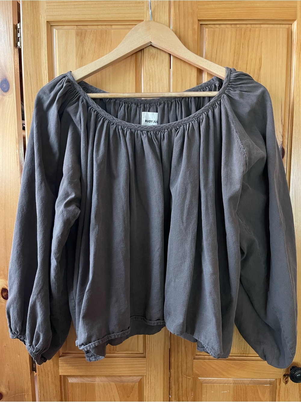 Rudy Jude Long Sleeve Gather Blouse in Ink — S